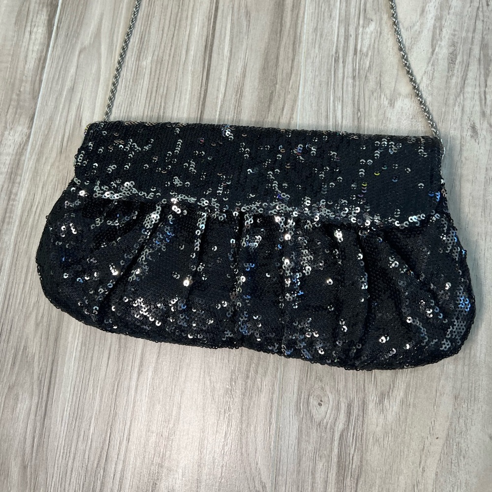 Elegant Black Sequin Clutch
